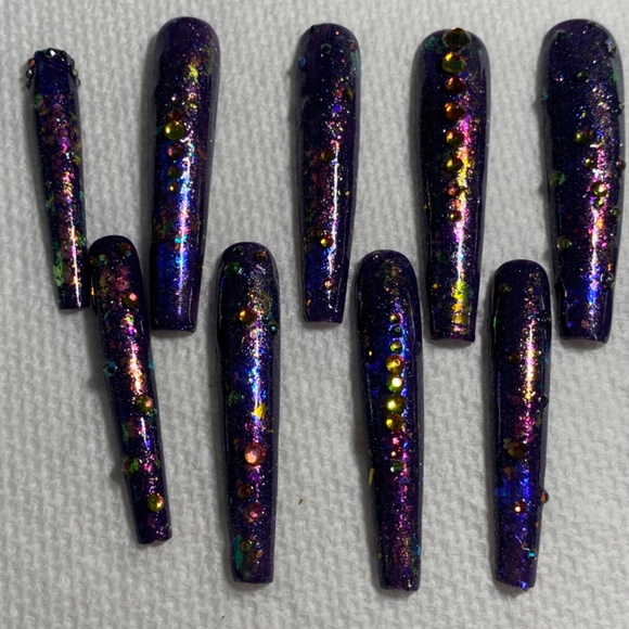 Luxury Press-On Gel Nails 3XL Coffin/Ballerina Nebula - Picture 3 of 5